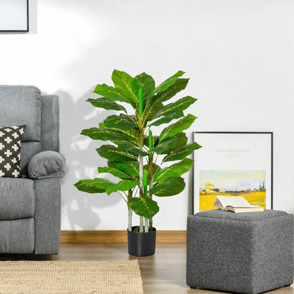 Artificial Perennial Leaf Plant 95 cm Height with 33 Realistic Leaves in Cement Pot Artificial Tree for Indoor Decoration Living Room Office Green