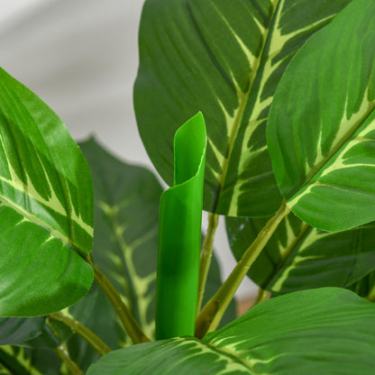 Artificial Perennial Leaf Plant 95 cm Height with 33 Realistic Leaves in Cement Pot Artificial Tree for Indoor Decoration Living Room Office Green