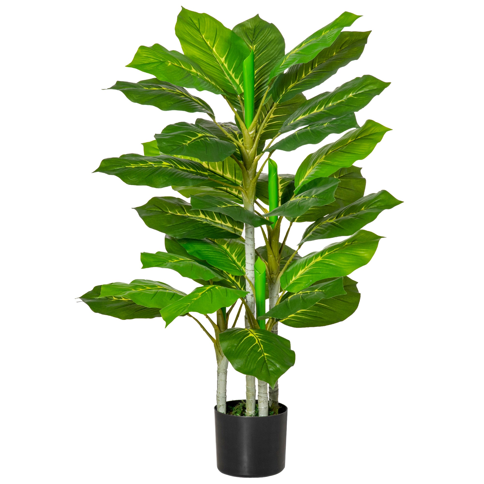 Artificial Perennial Leaf Plant 95 cm Height with 33 Realistic Leaves in Cement Pot Artificial Tree for Indoor Decoration Living Room Office Green