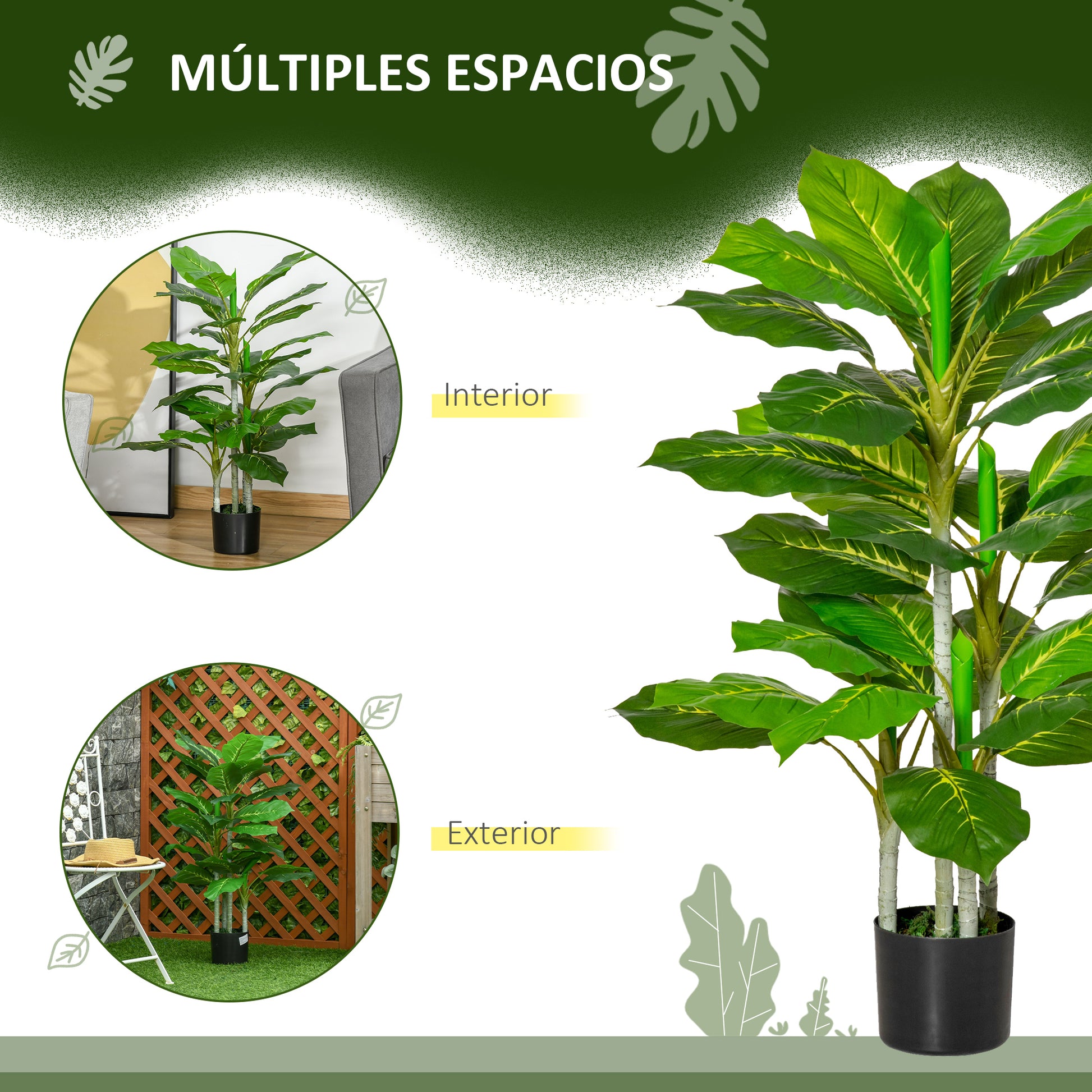 Artificial Perennial Leaf Plant 95 cm Height with 33 Realistic Leaves in Cement Pot Artificial Tree for Indoor Decoration Living Room Office Green