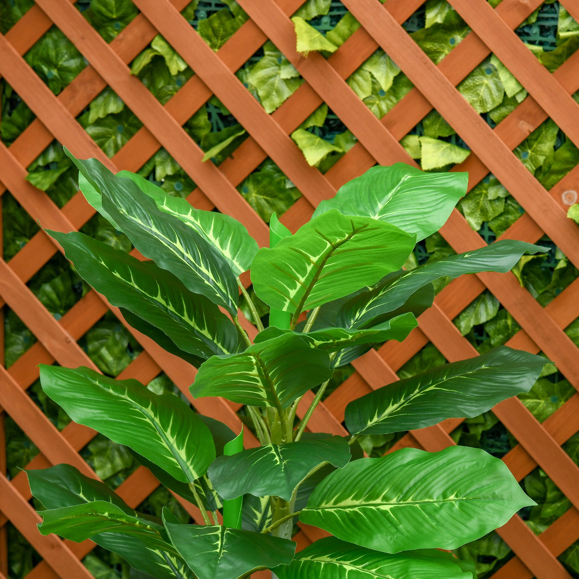 Artificial Perennial Leaf Plant 95 cm Height with 33 Realistic Leaves in Cement Pot Artificial Tree for Indoor Decoration Living Room Office Green