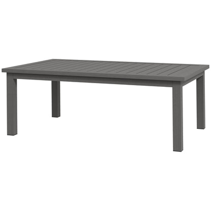 Rectangular Coffee Table Garden Table with Slatted Top for Indoor/Outdoor Use, Aluminum, Brown, 100L x 60W x 37H cm