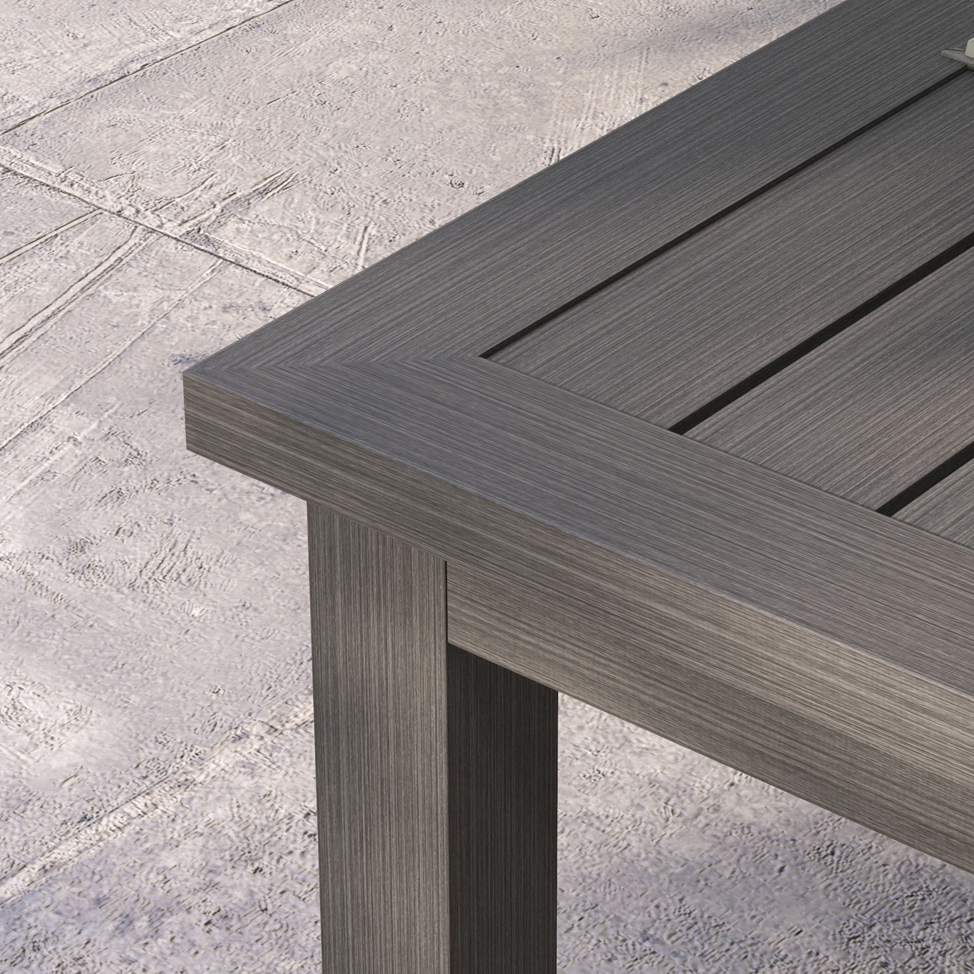 Rectangular Coffee Table Garden Table with Slatted Top for Indoor/Outdoor Use, Aluminum, Brown, 100L x 60W x 37H cm
