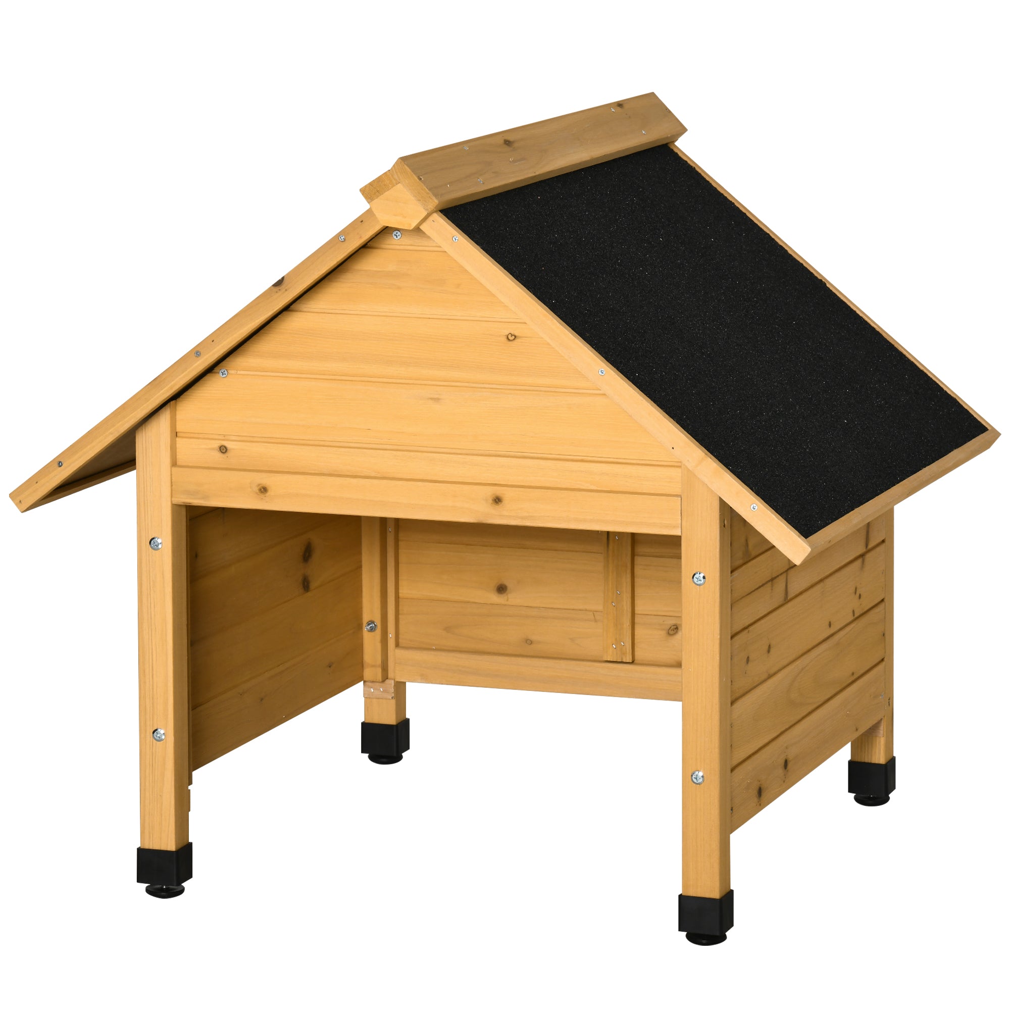 Wooden Garage for Lawn Mower Robot Mowing Robot Garage Carport for Lawn Robot Sun & Rain Protection Yellow 75 x 76 x 70 cm
