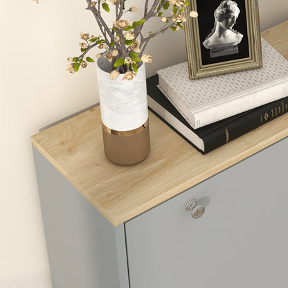 Shoe Cabinet for 24 Pairs, Narrow Shoe Cabinet, Entryway Furniture with 3 Tilting Drawers and Adjustable Shelves, for Hallway and Entrance, 80x23.5x121cm, Gray