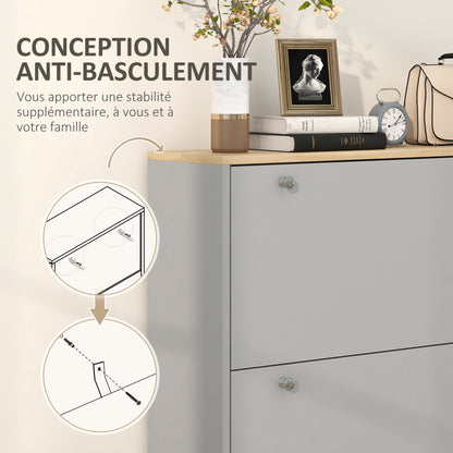 Shoe Cabinet for 24 Pairs, Narrow Shoe Cabinet, Entryway Furniture with 3 Tilting Drawers and Adjustable Shelves, for Hallway and Entrance, 80x23.5x121cm, Gray