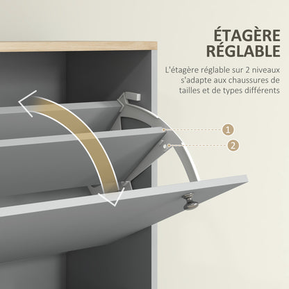 Shoe Cabinet for 24 Pairs, Narrow Shoe Cabinet, Entryway Furniture with 3 Tilting Drawers and Adjustable Shelves, for Hallway and Entrance, 80x23.5x121cm, Gray