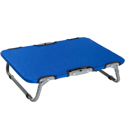 Small Size Foldable Dog Bed for Indoor and Outdoor, Raised Dog Cot, Steel and Oxford Fabric, 59x46x15 cm, Blue