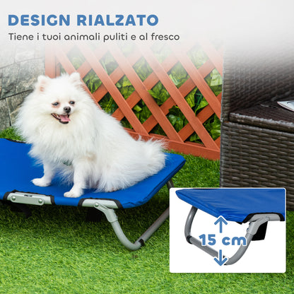 Small Size Foldable Dog Bed for Indoor and Outdoor, Raised Dog Cot, Steel and Oxford Fabric, 59x46x15 cm, Blue