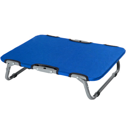 Small Size Foldable Dog Bed for Indoor and Outdoor, Raised Dog Cot, Steel and Oxford Fabric, 59x46x15 cm, Blue