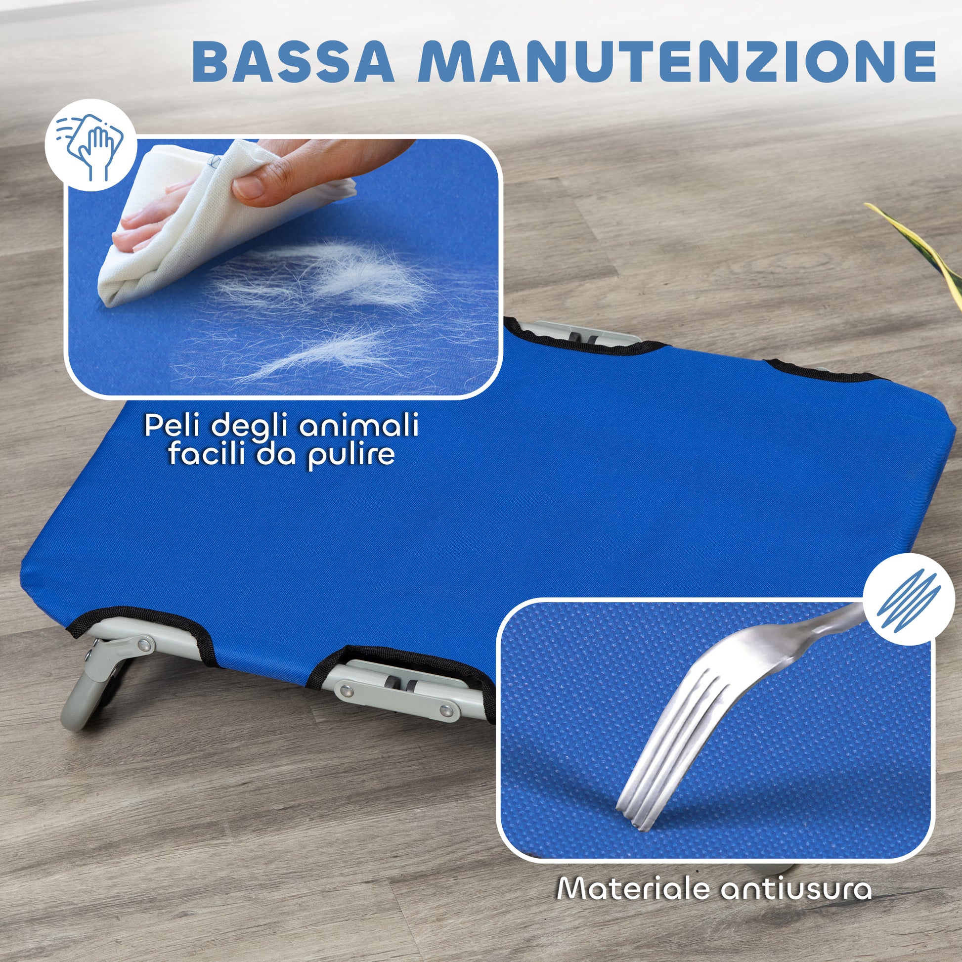 Small Size Foldable Dog Bed for Indoor and Outdoor, Raised Dog Cot, Steel and Oxford Fabric, 59x46x15 cm, Blue