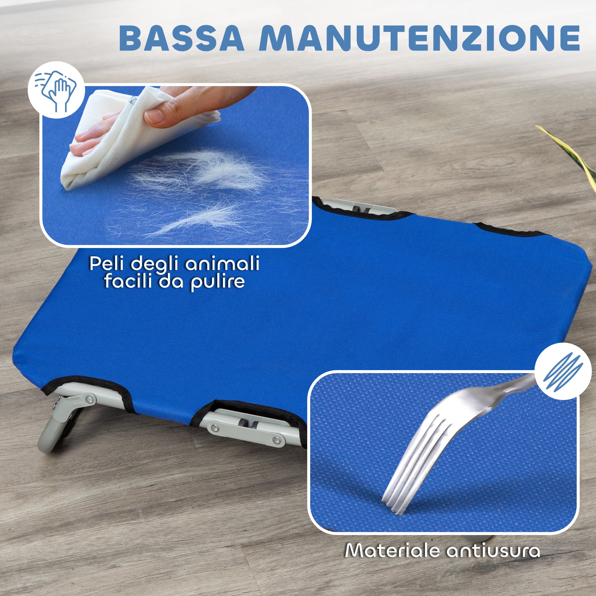 Small Size Foldable Dog Bed for Indoor and Outdoor, Raised Dog Cot, Steel and Oxford Fabric, 59x46x15 cm, Blue