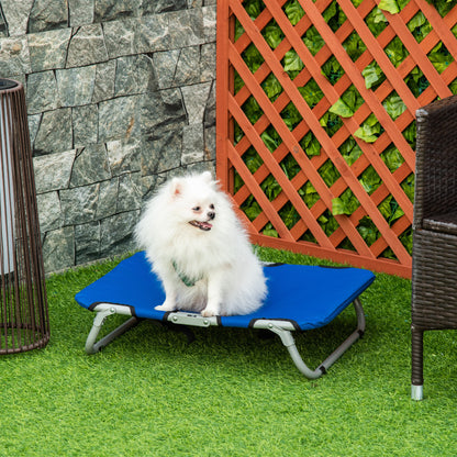 Small Size Foldable Dog Bed for Indoor and Outdoor, Raised Dog Cot, Steel and Oxford Fabric, 59x46x15 cm, Blue