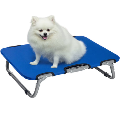 Small Size Foldable Dog Bed for Indoor and Outdoor, Raised Dog Cot, Steel and Oxford Fabric, 59x46x15 cm, Blue