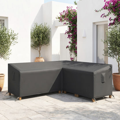 Protective Cover for Patio Furniture — Weatherproof, Waterproof V-Shaped Cover, Anti-UV 420D Oxford Fabric, Windproof, for Patio Tables & Terrace Furniture, 216 x 216 x 78 cm (85 x 85 x 30.7 in) — Black
