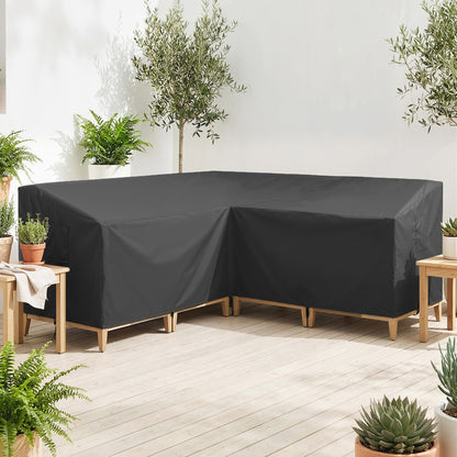 Protective Cover for Patio Furniture — Weatherproof, Waterproof V-Shaped Cover, Anti-UV 420D Oxford Fabric, Windproof, for Patio Tables & Terrace Furniture, 216 x 216 x 78 cm (85 x 85 x 30.7 in) — Black