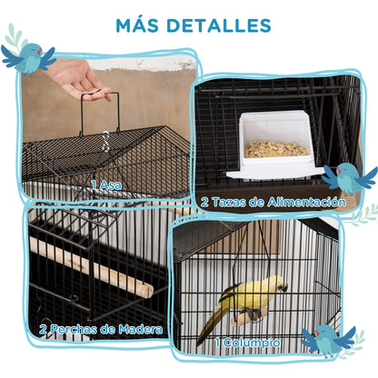 Steel Bird Cage Aviary with Feeders Perches Swing and Removable Tray Large Bird Cage for Parrots Canary Budgie 19.88x16.14x24.8 inches Black
