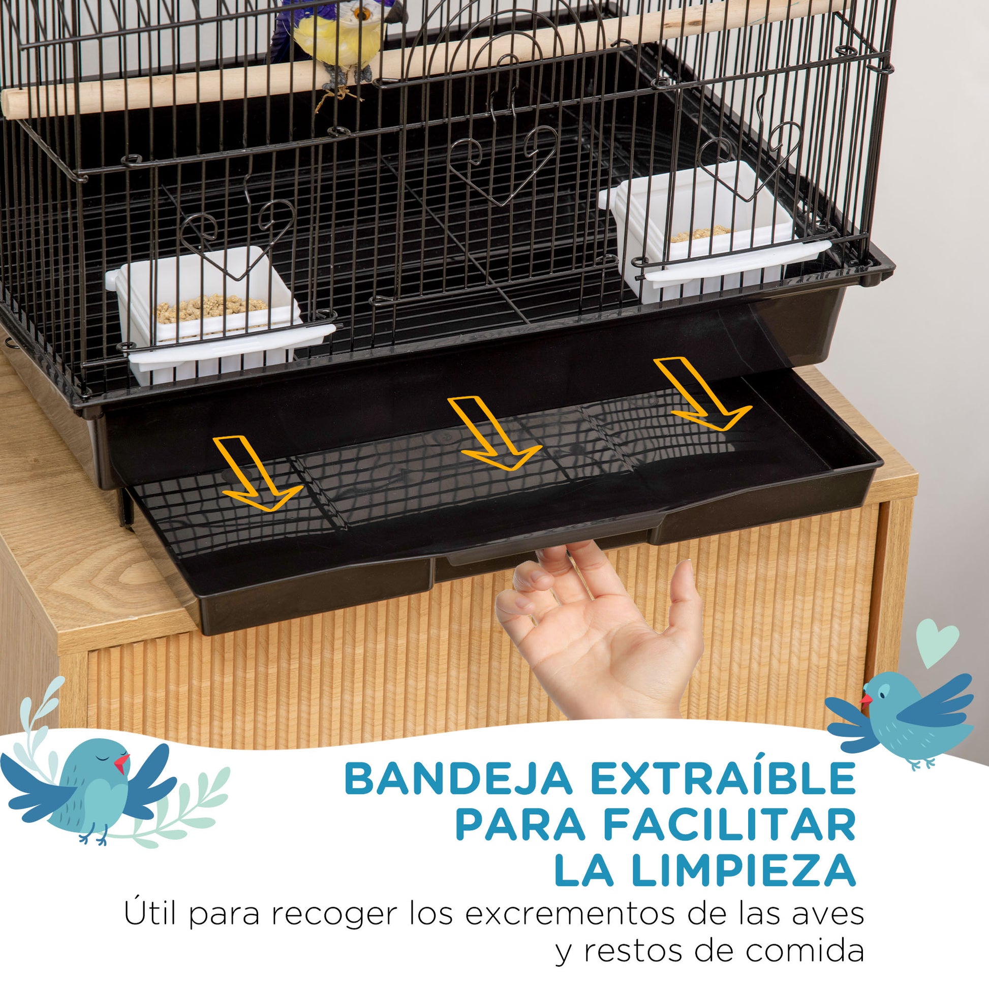 Steel Bird Cage Aviary with Feeders Perches Swing and Removable Tray Large Bird Cage for Parrots Canary Budgie 19.88x16.14x24.8 inches Black
