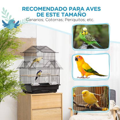 Steel Bird Cage Aviary with Feeders Perches Swing and Removable Tray Large Bird Cage for Parrots Canary Budgie 19.88x16.14x24.8 inches Black