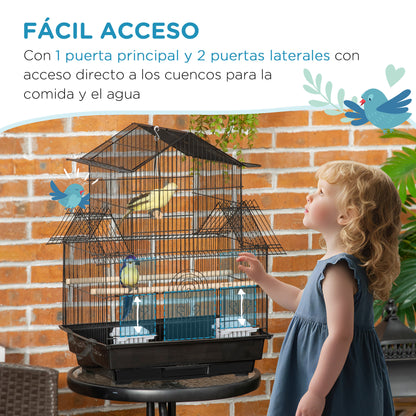 Steel Bird Cage Aviary with Feeders Perches Swing and Removable Tray Large Bird Cage for Parrots Canary Budgie 19.88x16.14x24.8 inches Black