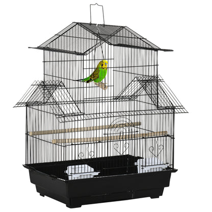 Steel Bird Cage Aviary with Feeders Perches Swing and Removable Tray Large Bird Cage for Parrots Canary Budgie 19.88x16.14x24.8 inches Black