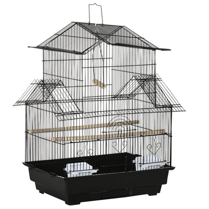 Steel Bird Cage Aviary with Feeders Perches Swing and Removable Tray Large Bird Cage for Parrots Canary Budgie 19.88x16.14x24.8 inches Black