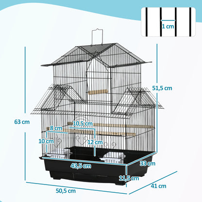 Steel Bird Cage Aviary with Feeders Perches Swing and Removable Tray Large Bird Cage for Parrots Canary Budgie 19.88x16.14x24.8 inches Black