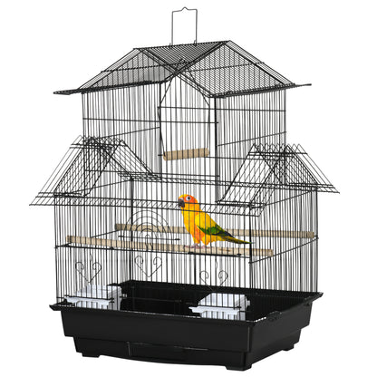 Steel Bird Cage Aviary with Feeders Perches Swing and Removable Tray Large Bird Cage for Parrots Canary Budgie 19.88x16.14x24.8 inches Black