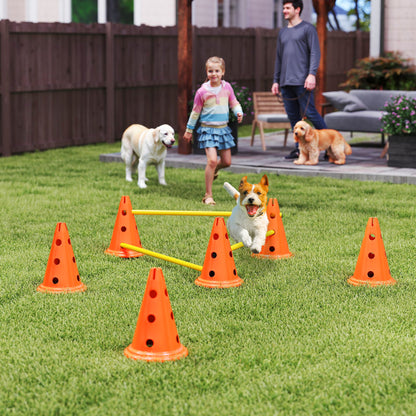 3-Piece Dog Agility Set with 6 Cones, 3 Adjustable Hurdles & Carry Bag