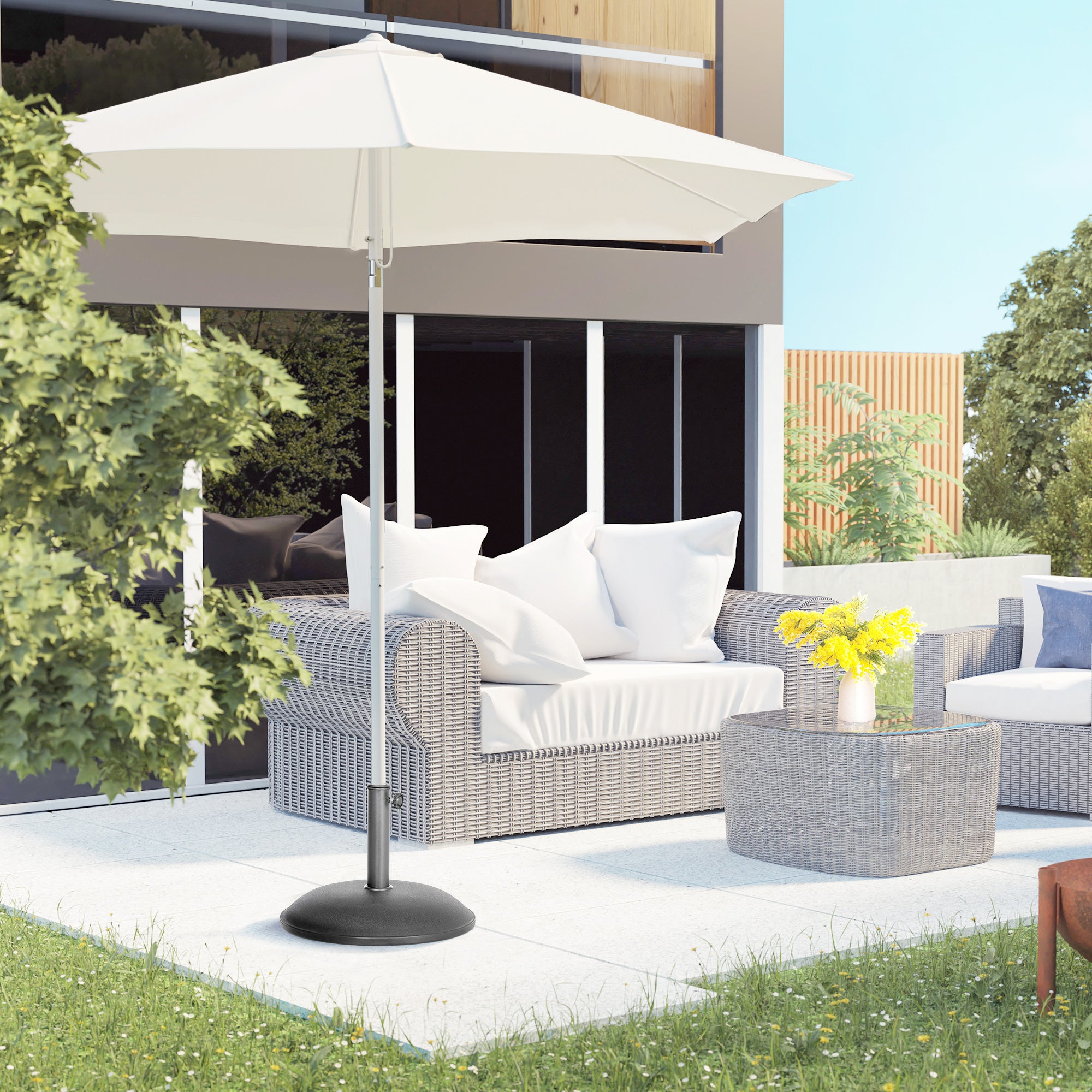 Stainless Steel Umbrella Stand with Handles, Semi-Circular Umbrella Holder, Umbrella Weight for Umbrella Ø3.8-Ø4.8 cm, for Balcony, Terrace, Garden, Bronze, Black