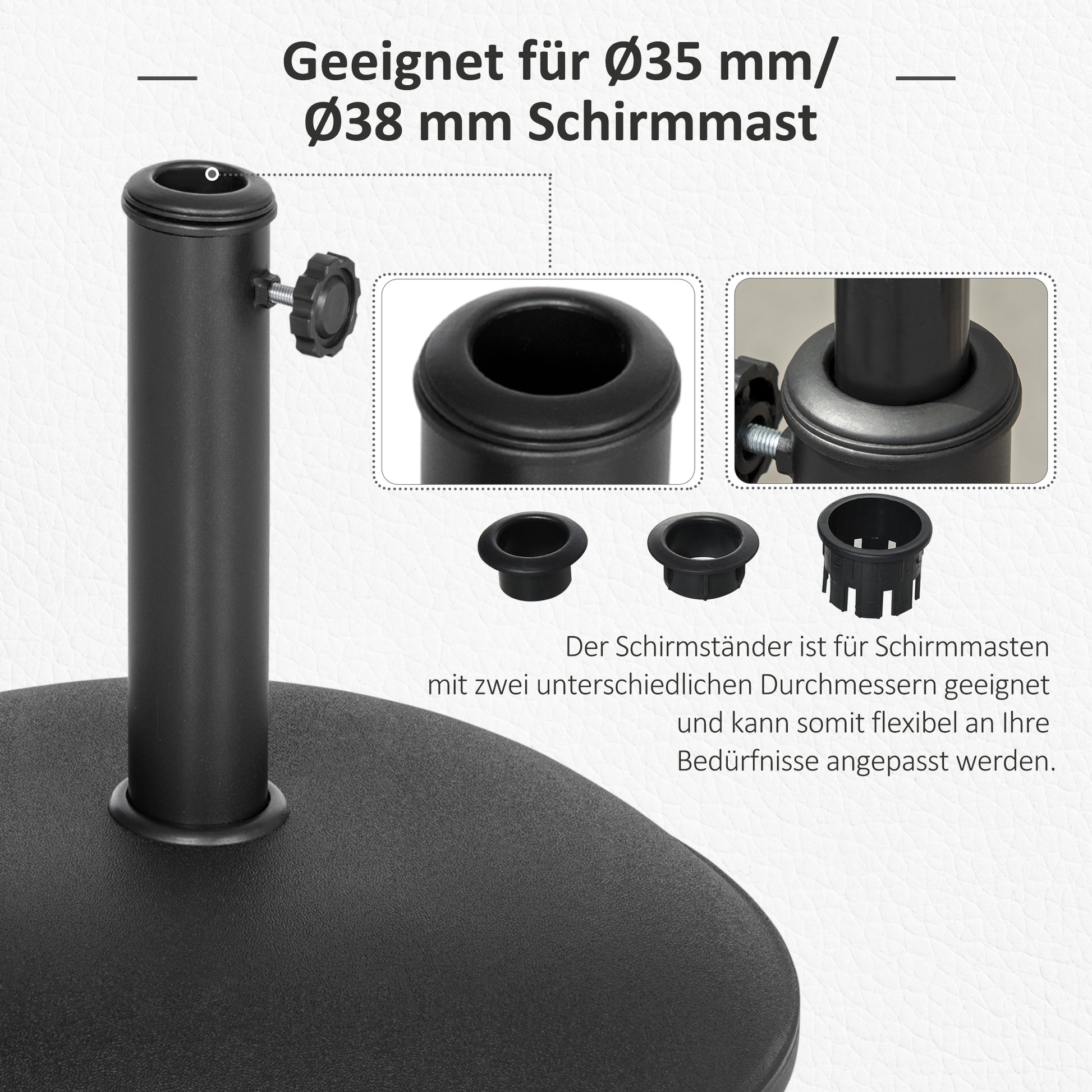Stainless Steel Umbrella Stand with Handles, Semi-Circular Umbrella Holder, Umbrella Weight for Umbrella Ø3.8-Ø4.8 cm, for Balcony, Terrace, Garden, Bronze, Black