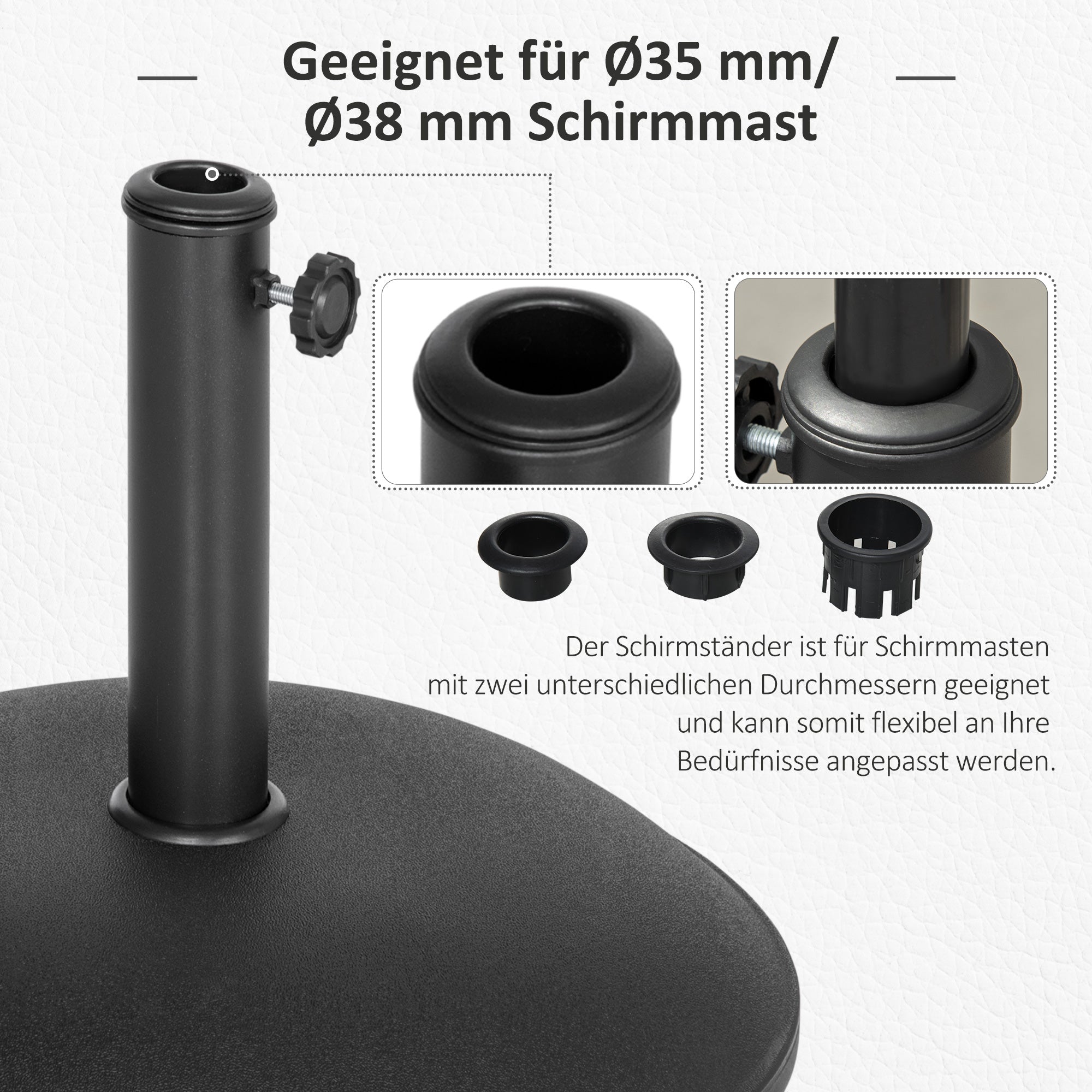 Stainless Steel Umbrella Stand with Handles, Semi-Circular Umbrella Holder, Umbrella Weight for Umbrella Ø3.8-Ø4.8 cm, for Balcony, Terrace, Garden, Bronze, Black