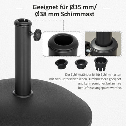 Stainless Steel Umbrella Stand with Handles, Semi-Circular Umbrella Holder, Umbrella Weight for Umbrella Ø3.8-Ø4.8 cm, for Balcony, Terrace, Garden, Bronze, Black
