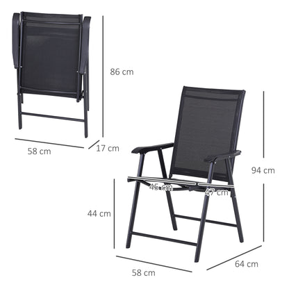 Folding Chair with Armrest 2-Pack Camping Chair Fishing Chair Metal Black 58 x 64 x 94 cm
