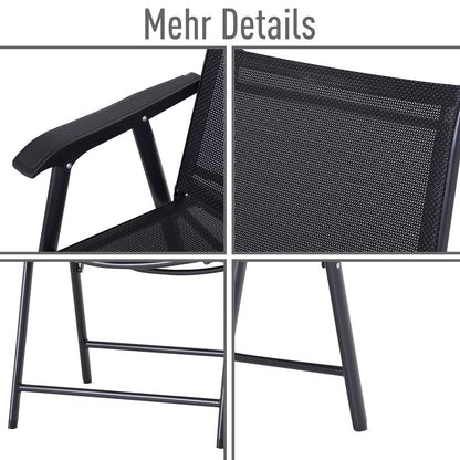 Folding Chair with Armrest 2-Pack Camping Chair Fishing Chair Metal Black 58 x 64 x 94 cm