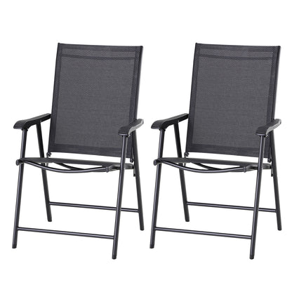 Folding Chair with Armrest 2-Pack Camping Chair Fishing Chair Metal Black 58 x 64 x 94 cm
