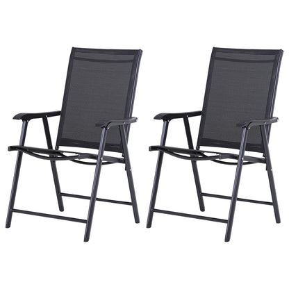Folding Chair with Armrest 2-Pack Camping Chair Fishing Chair Metal Black 58 x 64 x 94 cm