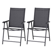Folding Chair with Armrest 2-Pack Camping Chair Fishing Chair Metal Black 58 x 64 x 94 cm
