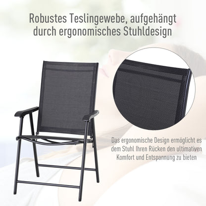 Folding Chair with Armrest 2-Pack Camping Chair Fishing Chair Metal Black 58 x 64 x 94 cm