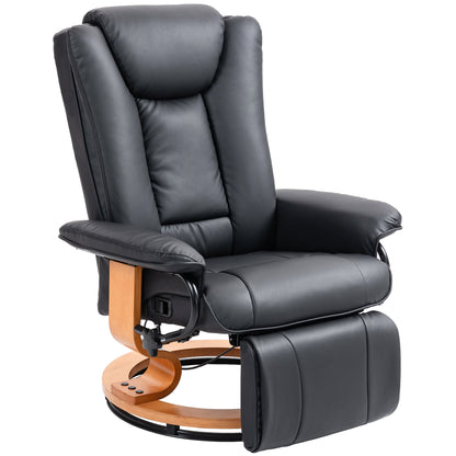 Reclining Armchair TV Chair with Reclining Function, Swivel Lounge Chair TV Armchair with Adjustable Backrest Recliner Chair up to 150 kg Load, Faux Leather, Black