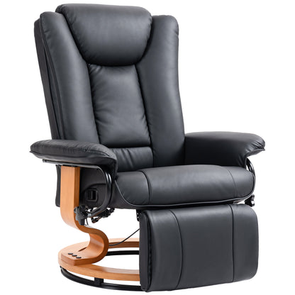 Reclining Armchair TV Chair with Reclining Function, Swivel Lounge Chair TV Armchair with Adjustable Backrest Recliner Chair up to 150 kg Load, Faux Leather, Black