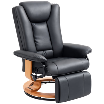 Reclining Armchair TV Chair with Reclining Function, Swivel Lounge Chair TV Armchair with Adjustable Backrest Recliner Chair up to 150 kg Load, Faux Leather, Black