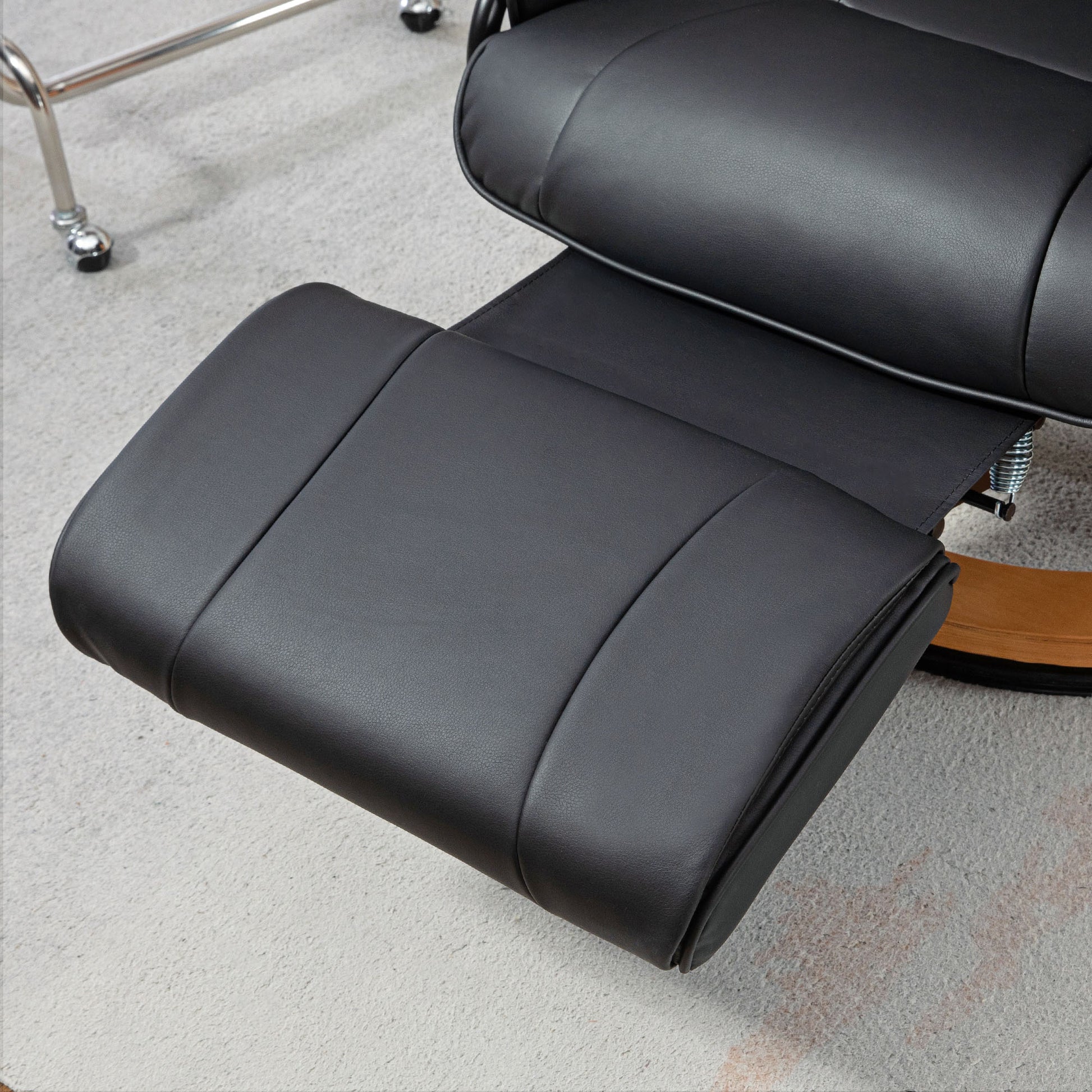 Reclining Armchair TV Chair with Reclining Function, Swivel Lounge Chair TV Armchair with Adjustable Backrest Recliner Chair up to 150 kg Load, Faux Leather, Black