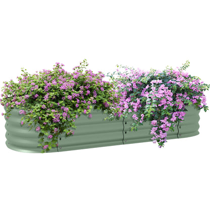Modular Raised Garden Bed 150x62x30cm, Galvanized Steel Planter Box with Open Bottom, Green