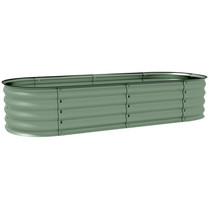 Modular Raised Garden Bed 150x62x30cm, Galvanized Steel Planter Box with Open Bottom, Green