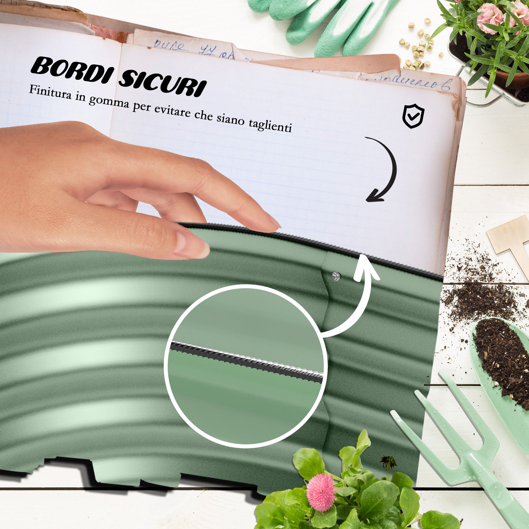 Modular Raised Garden Bed 150x62x30cm, Galvanized Steel Planter Box with Open Bottom, Green