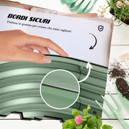 Modular Raised Garden Bed 150x62x30cm, Galvanized Steel Planter Box with Open Bottom, Green