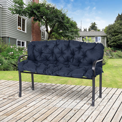 3 Seater Bench Cushion 150 x 98 x 8 cm Seat Pad with Straps Back Cushion for Indoor/Outdoor Upholstery Cushion for Bench Garden Bench Garden Furniture Hanging Chairs Dark Blue