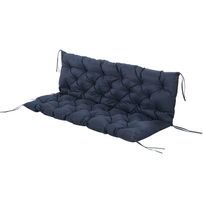 3 Seater Bench Cushion 150 x 98 x 8 cm Seat Pad with Straps Back Cushion for Indoor/Outdoor Upholstery Cushion for Bench Garden Bench Garden Furniture Hanging Chairs Dark Blue