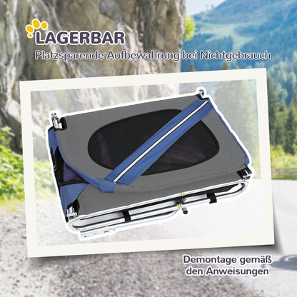 Dog Trailer Bicycle Trailer Pet Transporter Dog Bicycle Trailer for Small to Medium Dogs Oxford Fabric Rainproof Breathable Blue 130 x 73 x 90 cm